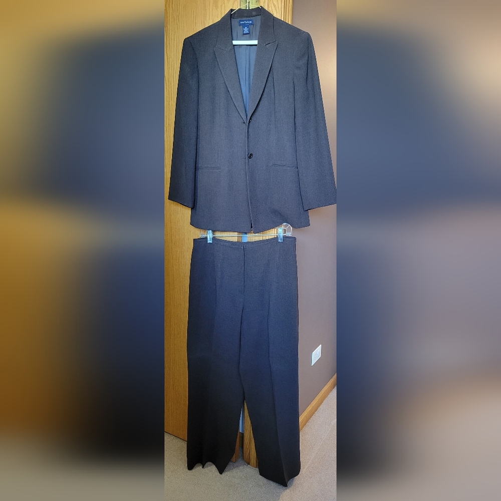 Ann Taylor blazer, size 10, dark brown (matching pants, size 12, separate list)